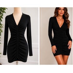 Revolve Camila Coelho Ciara Sweater Dress Ribbed Ruched Bodycon Size S Stretch